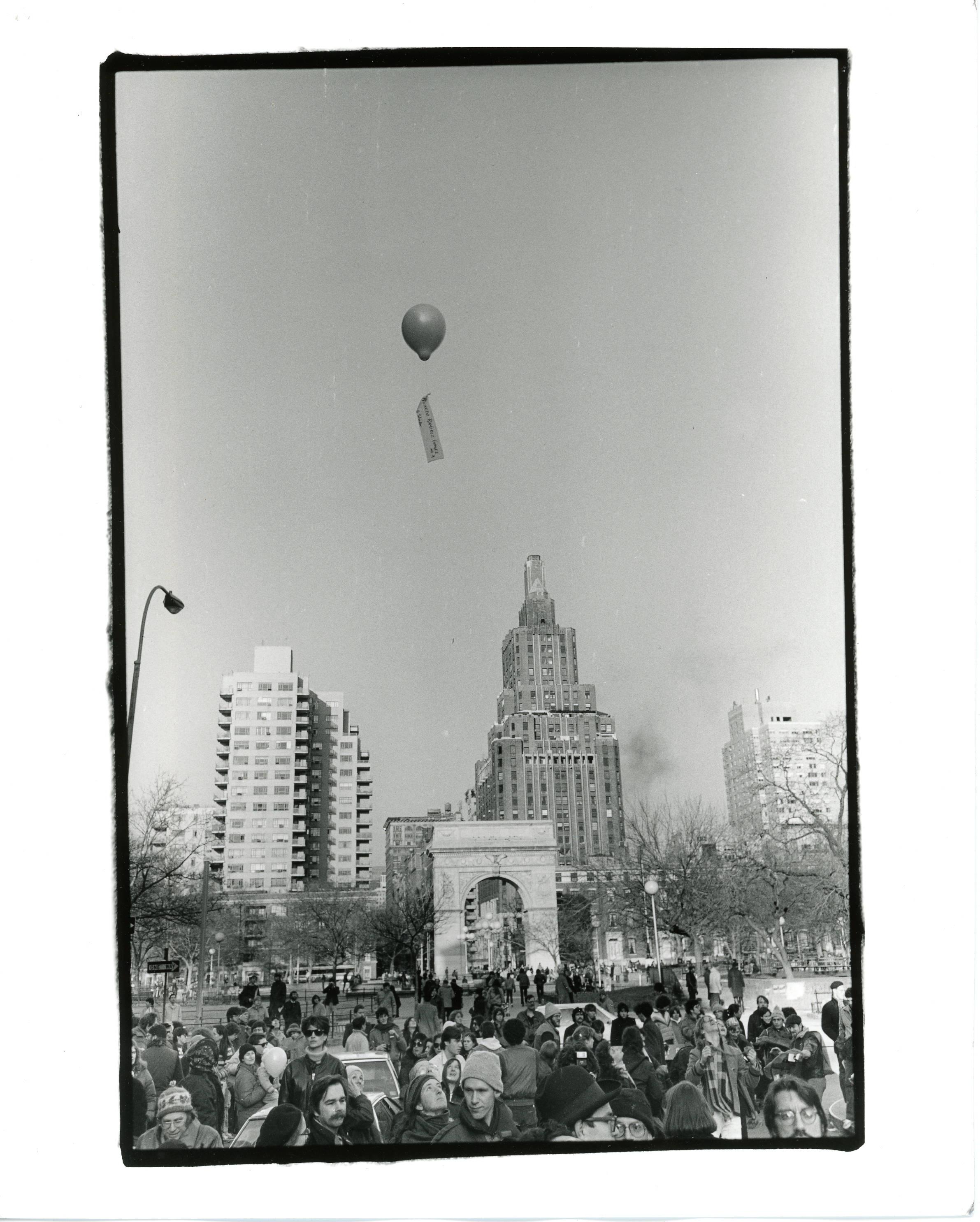 "Procession for Peace with released balloon and name of the disappeared"